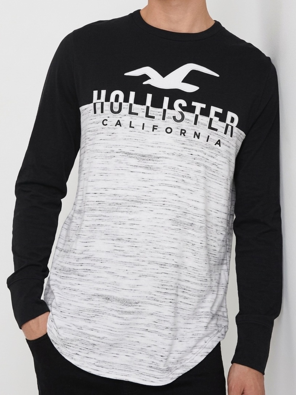 Men’s Hollister Black and Gray colour-block t-shirt #90